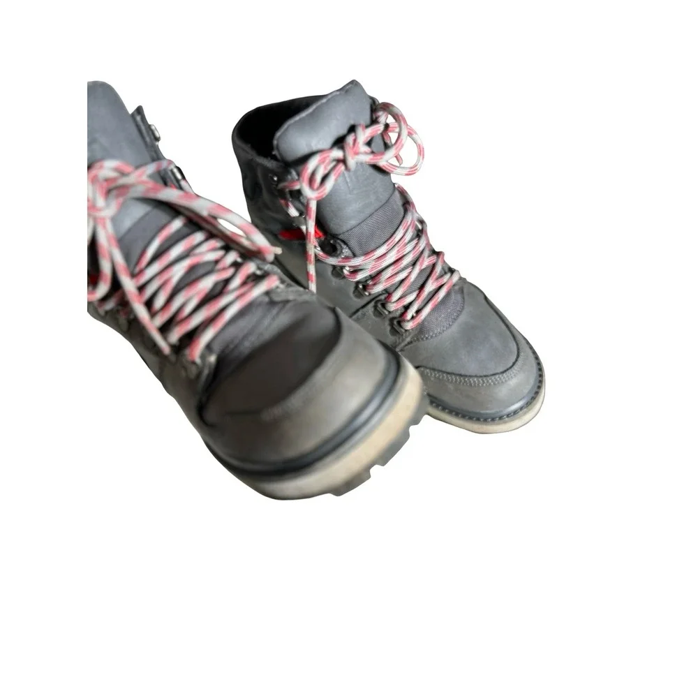 DC Shoes Peary Mens Grey Leather Winter Boots Red Accents High Top 320395 Size 9